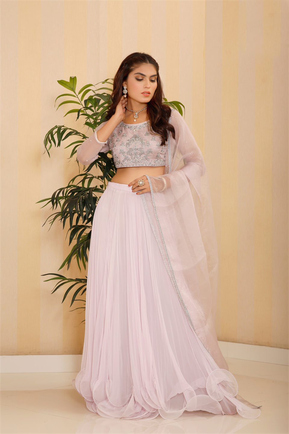 Verve | Lehenga Choli Set Lilac - Stitched