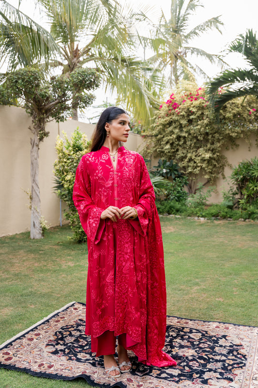 Birds of Paradise Dupatta - Stitched