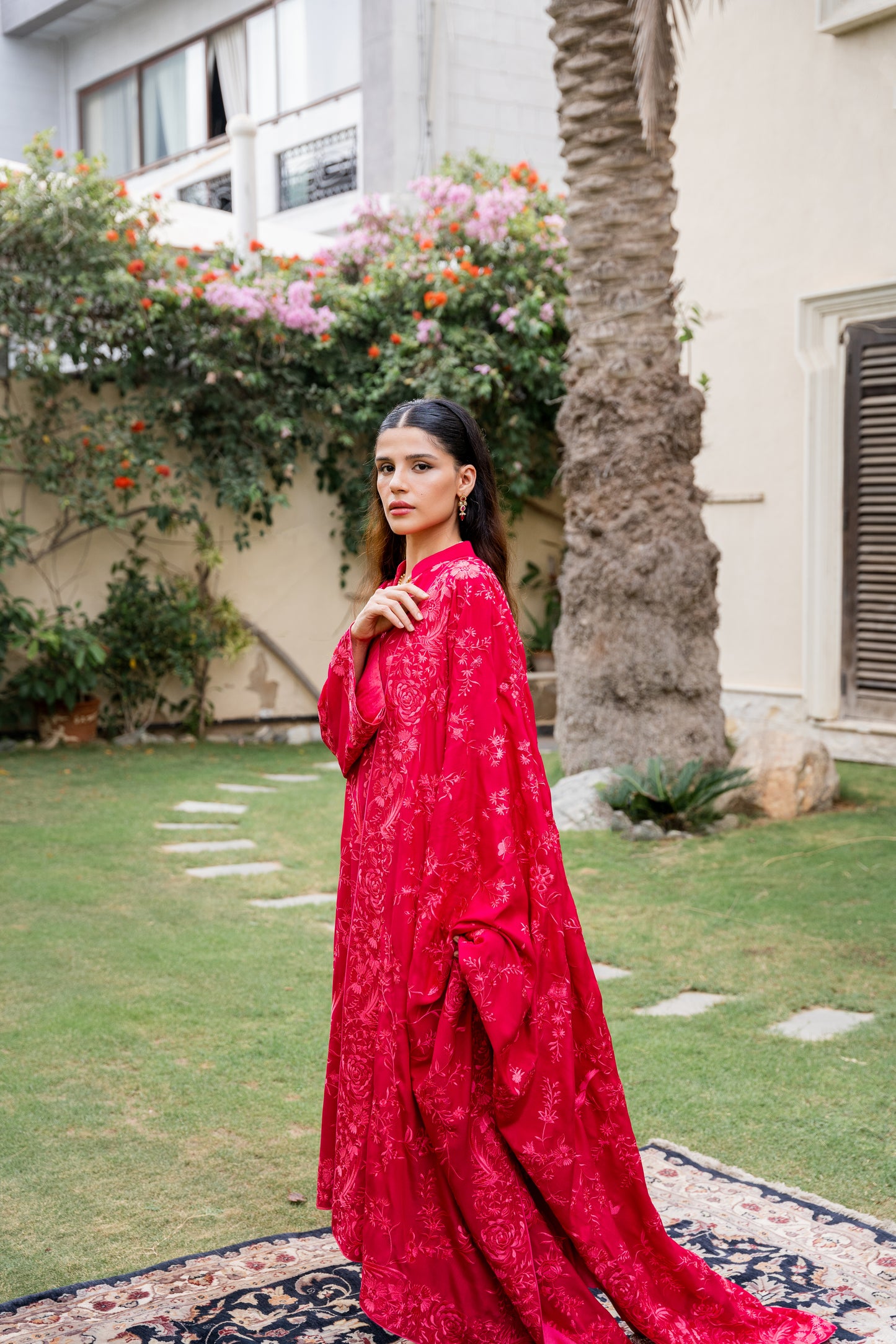 Birds of Paradise Dupatta - Stitched