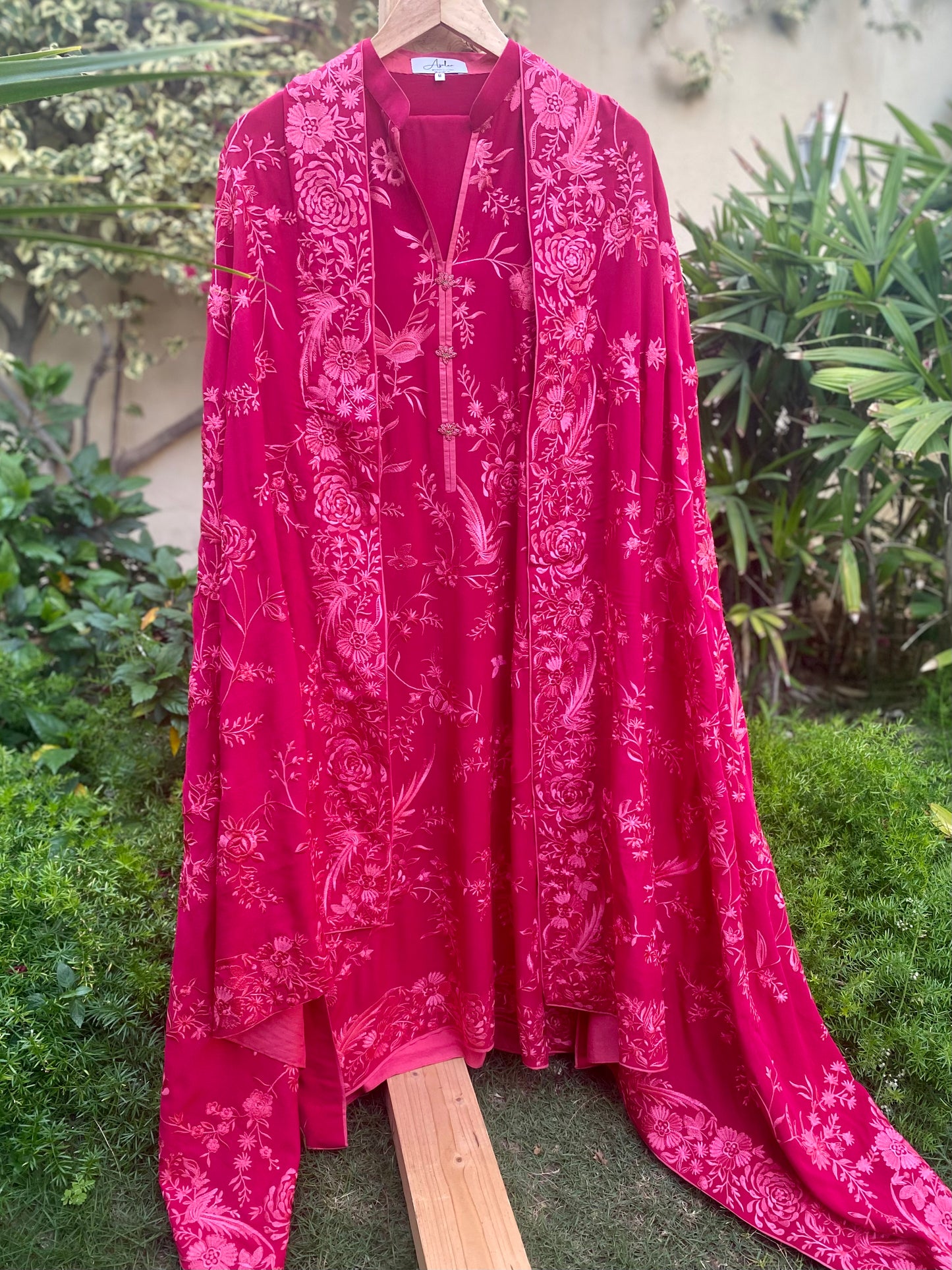 Birds of Paradise Dupatta - Stitched